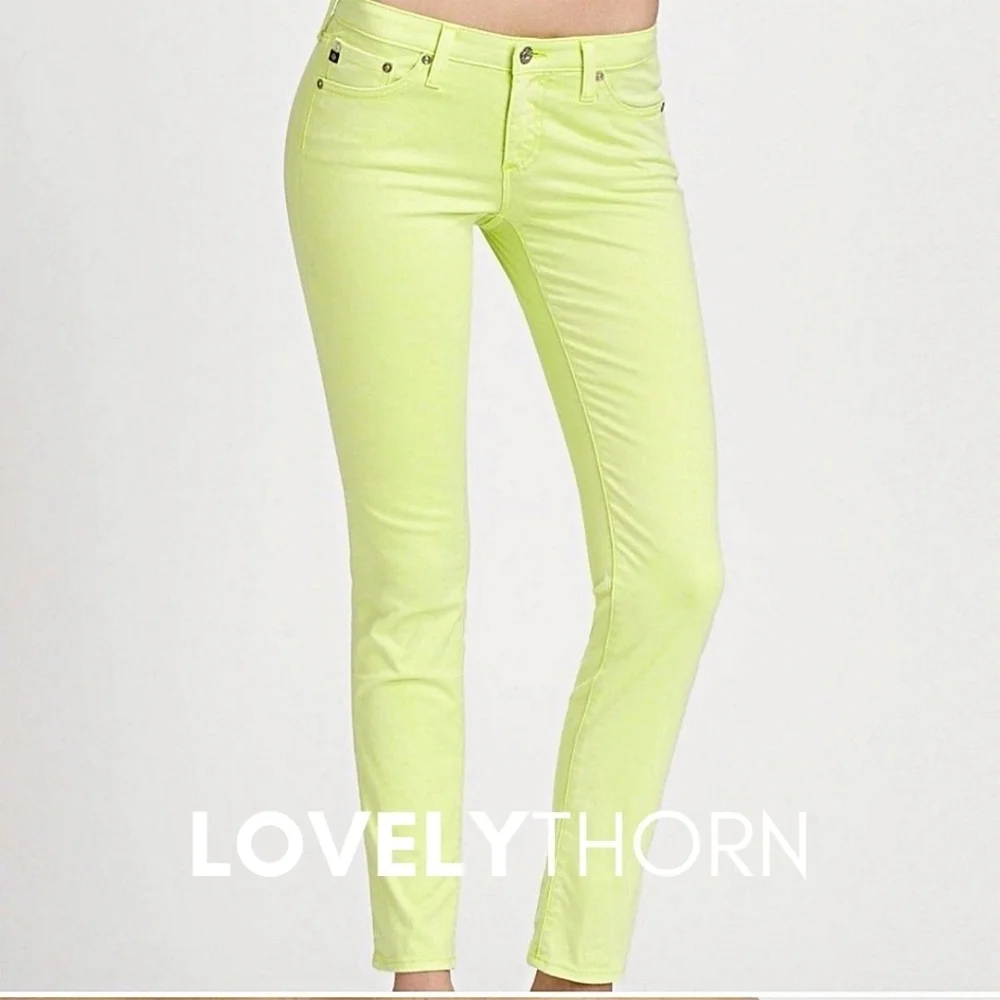 AG JEANS // ltd ed the stilt cigarette leg neon yellow sateen jeans - Picture 10 of 16